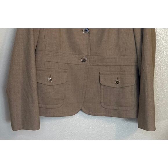Talbots Blazer Women 10 Tan Wool Spandex Business Office Workwear Preppy Lined - Picture 3 of 7